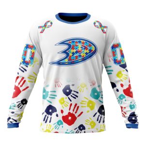 Personalized NHL Anaheim Ducks Autism Awareness Hands Design Unisex Sweatshirt SWS1862