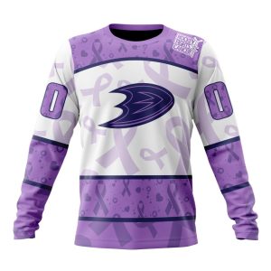 Personalized NHL Anaheim Ducks Special Lavender Hockey Fights Cancer Unisex Sweatshirt SWS1882