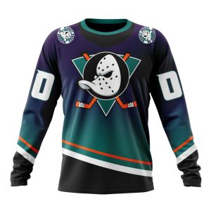 Personalized NHL Anaheim Ducks Special Retro Gradient Design Unisex Sweatshirt SWS1888