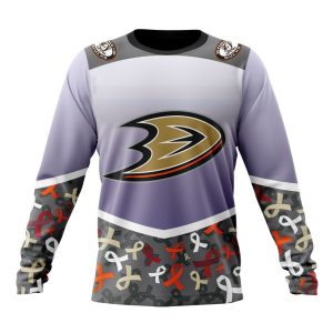Personalized NHL Anaheim Ducks Specialized Sport Fights Again All Cancer Unisex Sweatshirt SWS1905