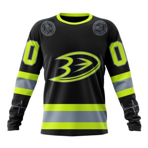 Personalized NHL Anaheim Ducks Specialized Unisex Kits With FireFighter Uniforms Color Unisex Sweatshirt SWS1906