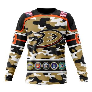 Personalized NHL Anaheim Ducks With Camo Team Color And Military Force Logo Unisex Sweatshirt SWS1912