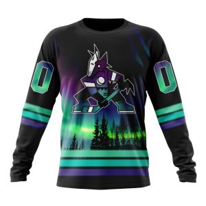 Personalized NHL Arizona Coyotes Special Design With Northern Lights Unisex Sweatshirt SWS1936