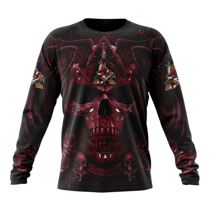 Personalized NHL Arizona Coyotes Special Design With Skull Art Unisex Sweatshirt SWS1937