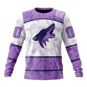 Personalized NHL Arizona Coyotes Special Lavender Hockey Fights Cancer Unisex Sweatshirt SWS1939
