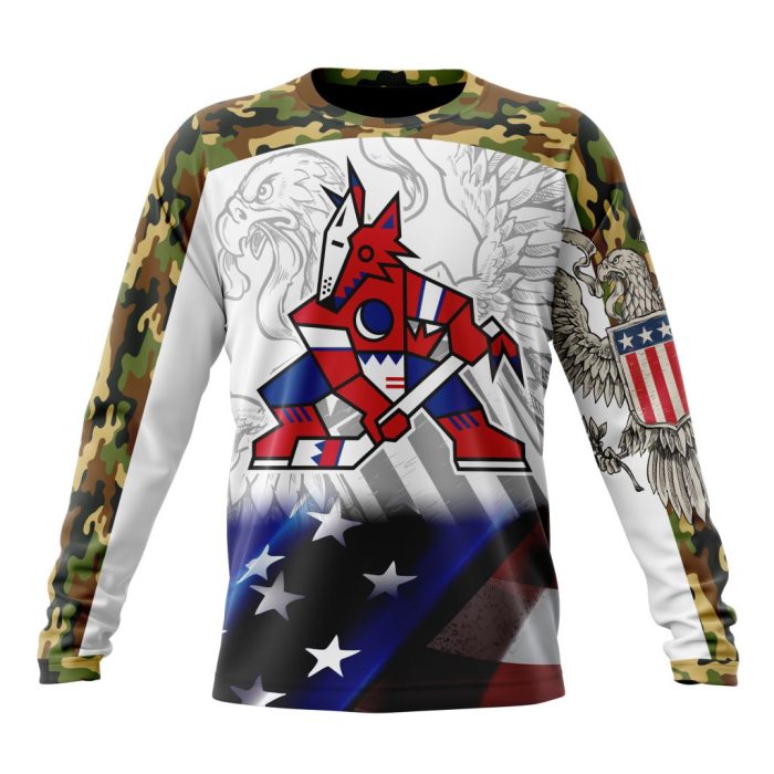 Personalized NHL Arizona Coyotes Specialized Design With Our America Eagle Flag Unisex Sweatshirt SWS1953