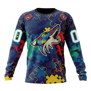 Personalized NHL Arizona Coyotes Specialized Fearless Against Autism Unisex Sweatshirt SWS1956