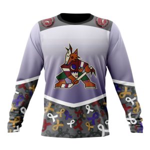 Personalized NHL Arizona Coyotes Specialized Sport Fights Again All Cancer Unisex Sweatshirt SWS1963