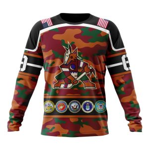Personalized NHL Arizona Coyotes With Camo Team Color And Military Force Logo Unisex Sweatshirt SWS1969