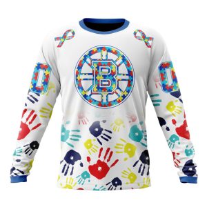 Personalized NHL Boston Bruins Autism Awareness Hands Design Unisex Sweatshirt SWS1975