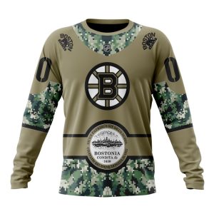 Personalized NHL Boston Bruins Military Camo With City Or State Flag Unisex Sweatshirt SWS1980