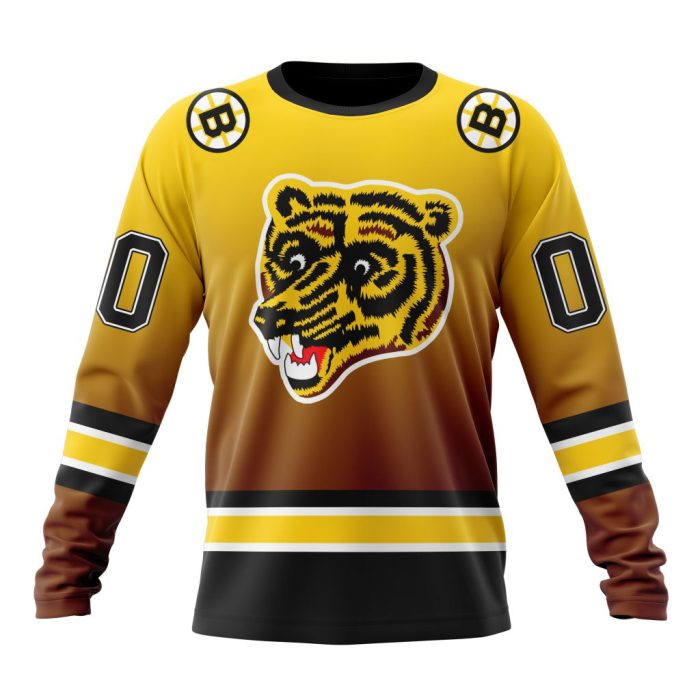 Personalized NHL Boston Bruins Special Retro Gradient Design Unisex Sweatshirt SWS1998