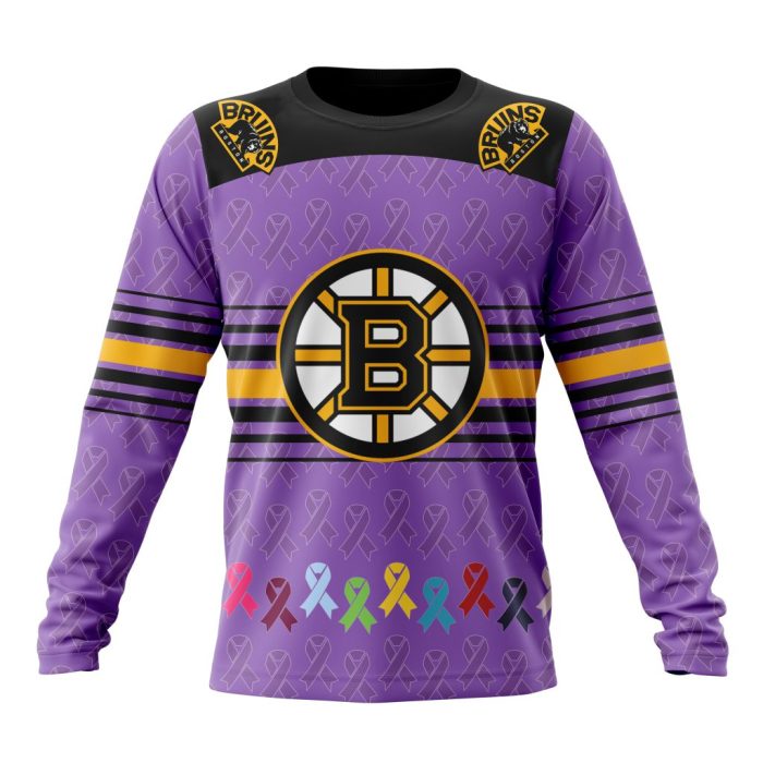 Personalized NHL Boston Bruins Specialized Design Fights Cancer Unisex Sweatshirt SWS2005