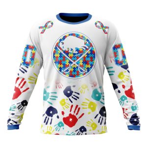 Personalized NHL Buffalo Sabres Autism Awareness Hands Design Unisex Sweatshirt SWS2034