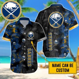 Personalized NHL Buffalo Sabres Palm Leafs Hawaiian Design Button Shirt HWS0778