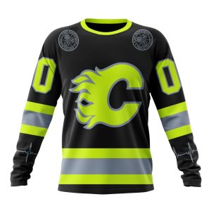 Personalized NHL Calgary Flames Specialized Unisex Kits With FireFighter Uniforms Color Unisex Sweatshirt SWS2137