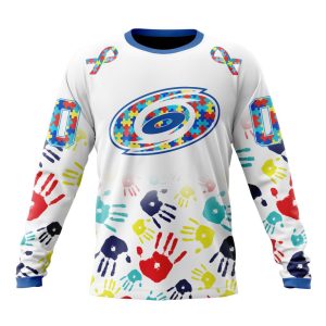 Personalized NHL Carolina Hurricanes Autism Awareness Hands Design Unisex Sweatshirt SWS2151