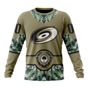 Personalized NHL Carolina Hurricanes Military Camo With City Or State Flag Unisex Sweatshirt SWS2158