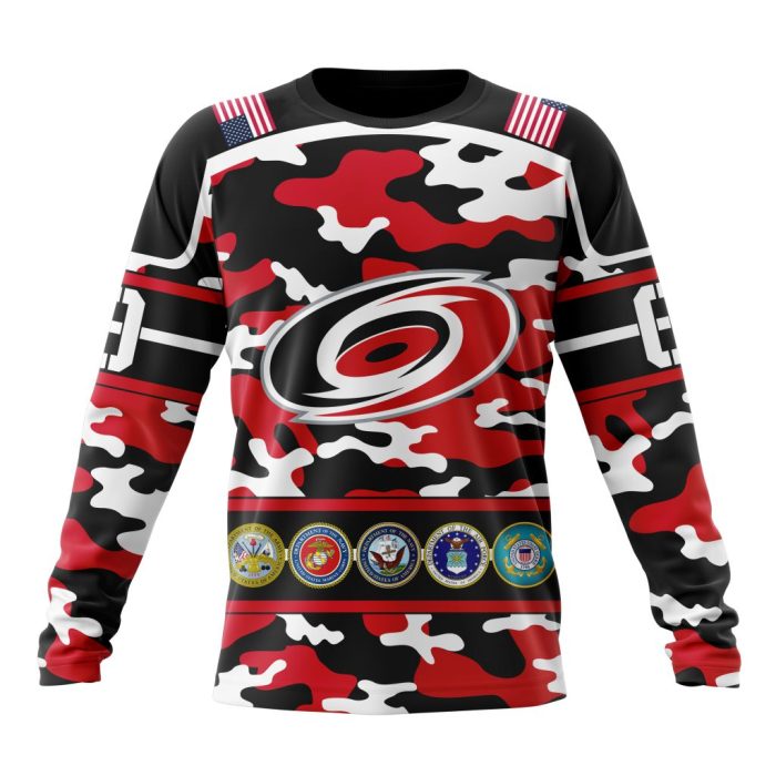 Personalized NHL Carolina Hurricanes With Camo Team Color And Military Force Logo Unisex Sweatshirt SWS2203