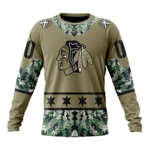 Personalized NHL Chicago BlackHawks Military Camo With City Or State Flag Unisex Sweatshirt SWS2217
