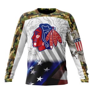 Personalized NHL Chicago BlackHawks Specialized Design With Our America Eagle Flag Unisex Sweatshirt SWS2244