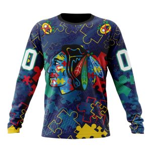 Personalized NHL Chicago BlackHawks Specialized Fearless Against Autism Unisex Sweatshirt SWS2247