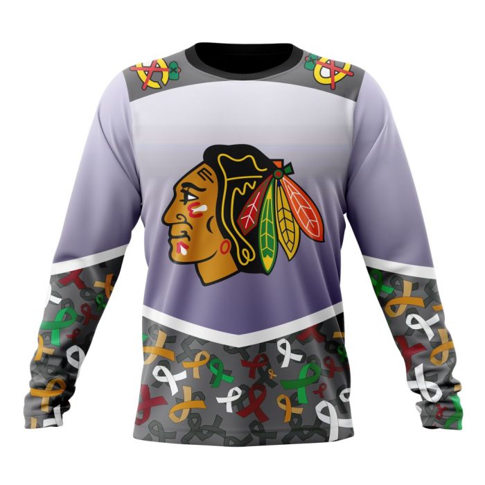 Personalized NHL Chicago BlackHawks Specialized Sport Fights Again All Cancer Unisex Sweatshirt SWS2255