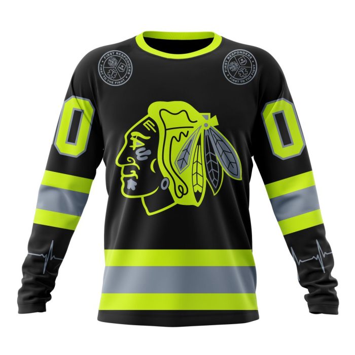Personalized NHL Chicago BlackHawks Specialized Unisex Kits With FireFighter Uniforms Color Unisex Sweatshirt SWS2256