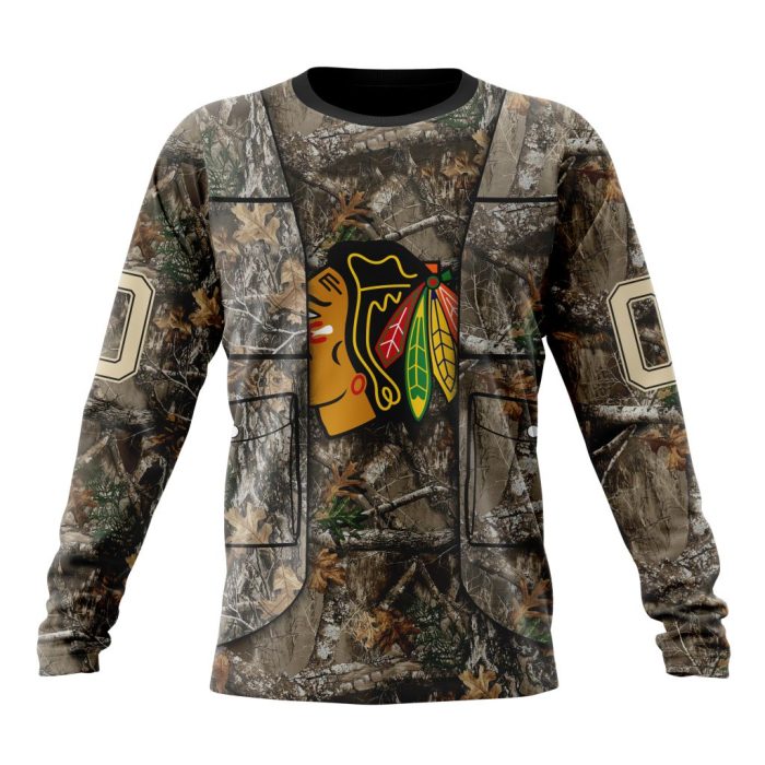 Personalized NHL Chicago BlackHawks Vest Kits With Realtree Camo Unisex Sweatshirt SWS2260
