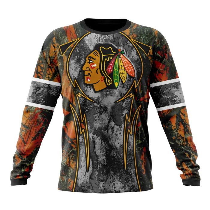 Personalized NHL Chicago BlackHawks With Camo Concepts For Hungting In Forest Unisex Sweatshirt SWS2261