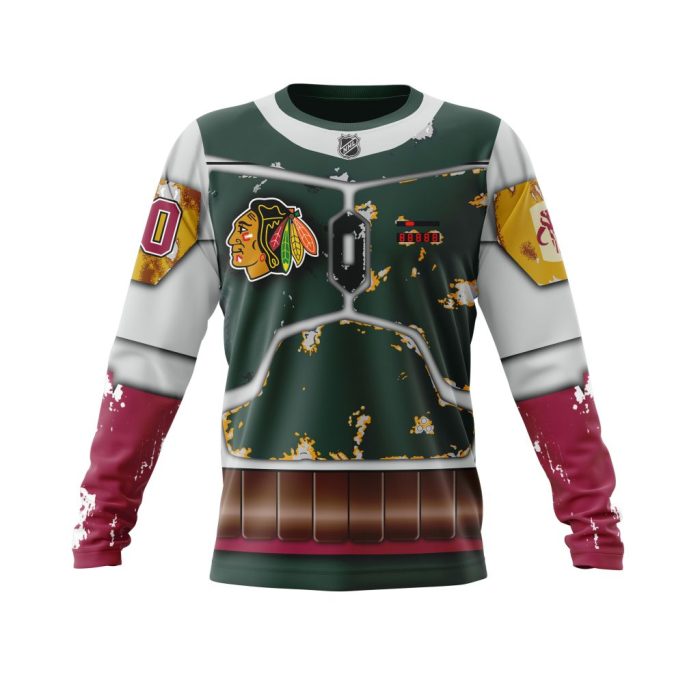 Personalized NHL Chicago BlackHawks X Boba Fett's Armor Unisex Sweatshirt SWS2265