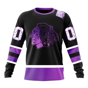 Personalized NHL Chicago Blackhawks Special Black Hockey Fights Cancer Unisex Sweatshirt SWS2219