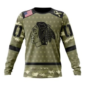 Personalized NHL Chicago Blackhawks Special Camo Military Appreciation Unisex Sweatshirt SWS2221
