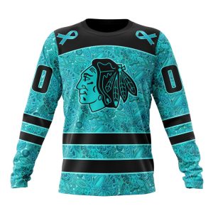 Personalized NHL Chicago Blackhawks Special Design Fight Ovarian Cancer Unisex Sweatshirt SWS2226