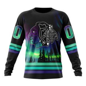 Personalized NHL Chicago Blackhawks Special Design With Northern Lights Unisex Sweatshirt SWS2228