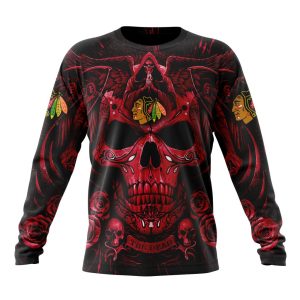 Personalized NHL Chicago Blackhawks Special Design With Skull Art Unisex Sweatshirt SWS2229
