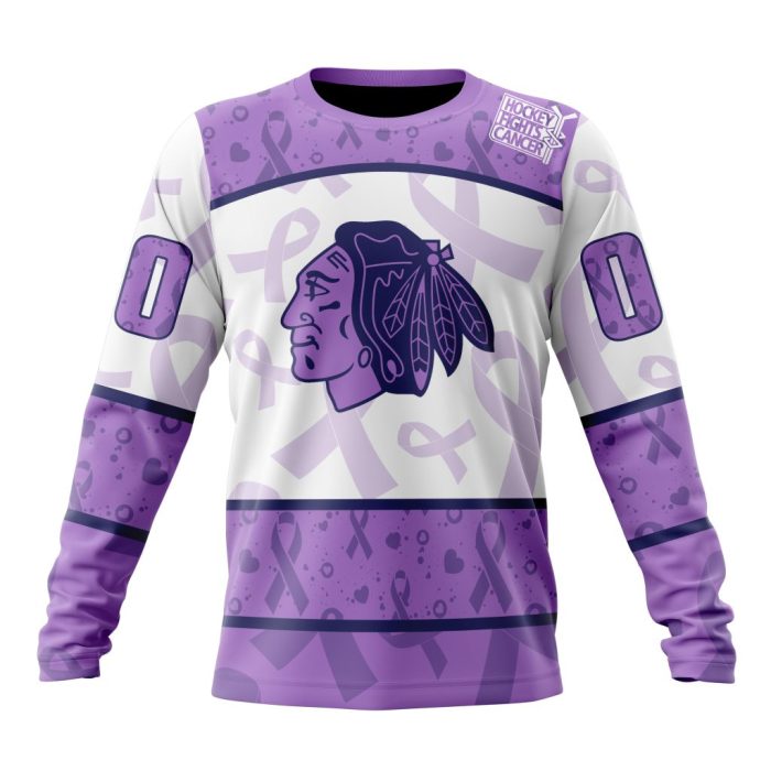 Personalized NHL Chicago Blackhawks Special Lavender Hockey Fights Cancer Unisex Sweatshirt SWS2230