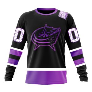 Personalized NHL Columbus Blue Jackets Special Black Hockey Fights Cancer Unisex Sweatshirt SWS2337
