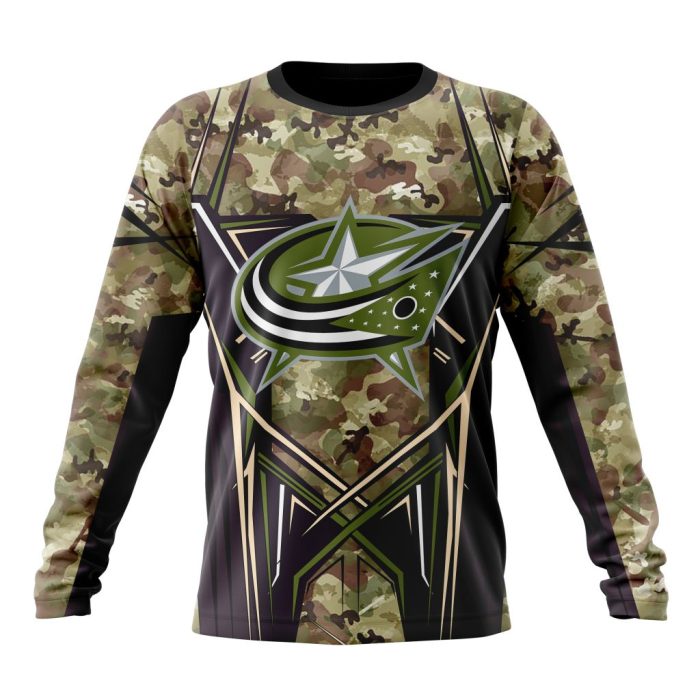 Personalized NHL Columbus Blue Jackets Special Camo Color Design Unisex Sweatshirt SWS2338