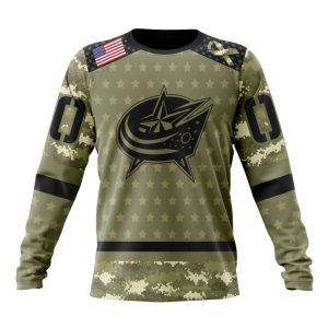 Personalized NHL Columbus Blue Jackets Special Camo Military Appreciation Unisex Sweatshirt SWS2339