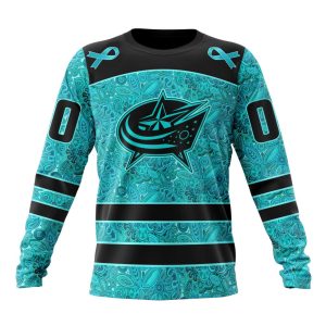 Personalized NHL Columbus Blue Jackets Special Design Fight Ovarian Cancer Unisex Sweatshirt SWS2343