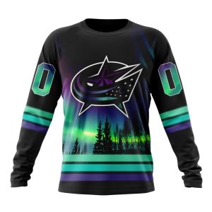 Personalized NHL Columbus Blue Jackets Special Design With Northern Lights Unisex Sweatshirt SWS2345