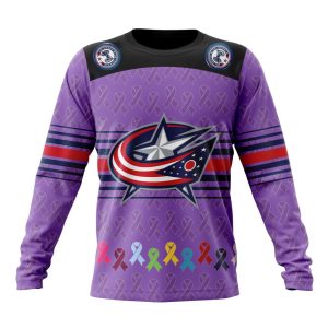 Personalized NHL Columbus Blue Jackets Specialized Design Fights Cancer Unisex Sweatshirt SWS2358