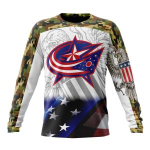 Personalized NHL Columbus Blue Jackets Specialized Design With Our America Eagle Flag Unisex Sweatshirt SWS2360