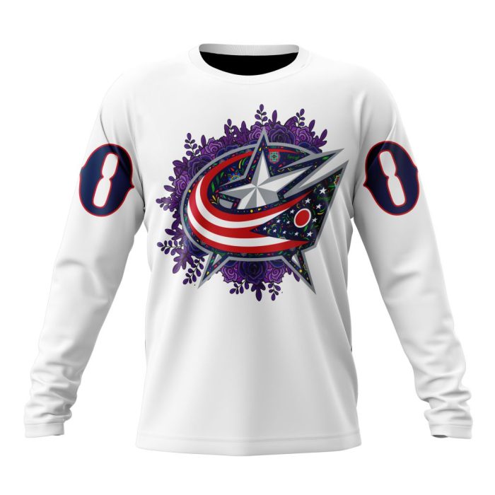 Personalized NHL Columbus Blue Jackets Specialized Dia De Muertos Unisex Sweatshirt SWS2362