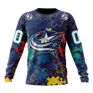 Personalized NHL Columbus Blue Jackets Specialized Fearless Against Autism Unisex Sweatshirt SWS2363