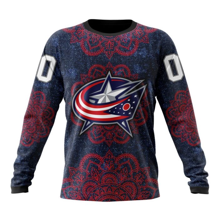 Personalized NHL Columbus Blue Jackets Specialized Mandala Style Unisex Sweatshirt SWS2368