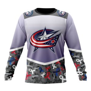 Personalized NHL Columbus Blue Jackets Specialized Sport Fights Again All Cancer Unisex Sweatshirt SWS2371