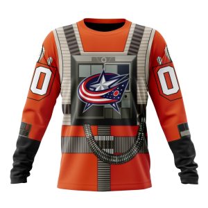 Personalized NHL Columbus Blue Jackets Star Wars Rebel Pilot Design Unisex Sweatshirt SWS2374
