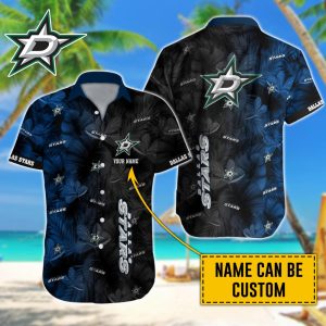 Personalized NHL Dallas Stars Palm Leafs Hawaiian Design Button Shirt HWS0784